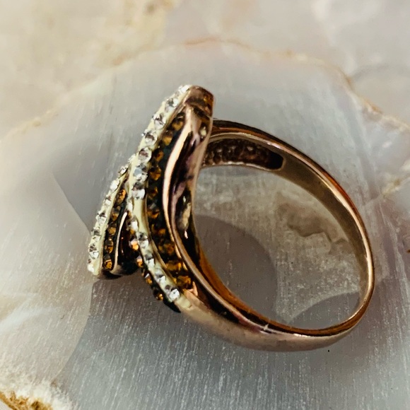 Sterling Silver 925 Crossover Crystal Pave Ring - Picture 4 of 9